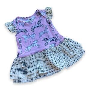 Binx Kids Girls Bodysuit Size 6 Months Triple Ruffle Dress Carousel Animals Pink